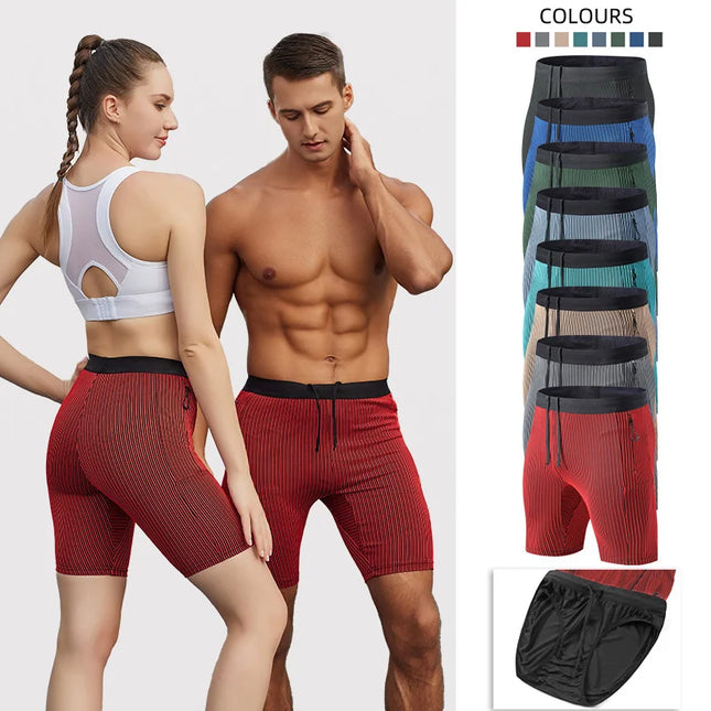 2 in 1 Summer Marathon Compression Shorts Quick Dry Long Distance Running Training Tights Sports Women Men Gym Male Waist bag