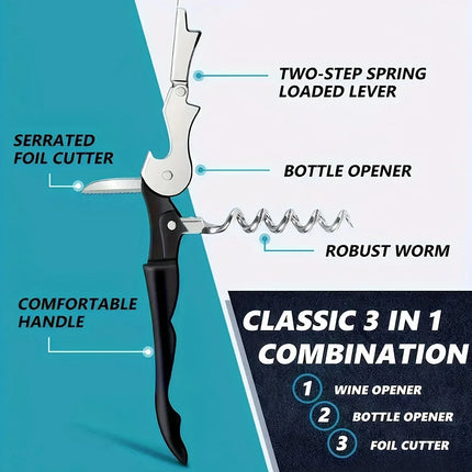1pc Premium Stainless Steel Wine Bottle Opener Multi-Functional Bottle Openers Wine Cork Screw Corkscrew Beer Cap Remover Bar