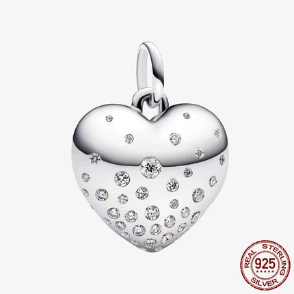 Key & Lock 925 Sterling Silver Pave Moon Heart Flower Dangle Charms Fit Original Bracelet Beads Jewelry DIY Gift plata de ley