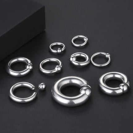 1pcs Stainless Steel Large Gauge Captive Bead Ring 20G-00G Nose Hoop for Women Men Ball Closure Rings Ear Piercing Body Jewelry