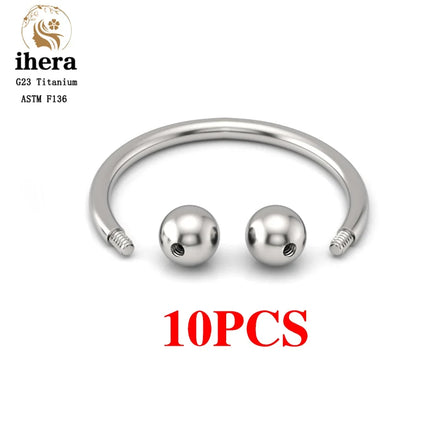 10PCS G23 Titanium Eyebrow Piercing Jewelry Nose Septum Piercing Ring C Rod 16G ASTM F136 Women Labret Lip Stud Wholesale