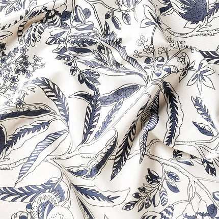 Island Style Blue Leaf Print 100% Cotton 60S Poplin Fabric Shirt Dress Material DIY Craft Textile Womens Apparel Spring Summer