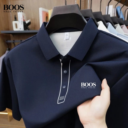 Men's Premium Ice Silk Short-Sleeved Polo Shirts, New Fashionable Casual Breathable Smooth and Cool Top