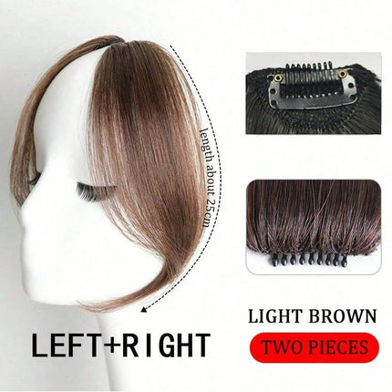 10Inch Middle Parted Synthetic French Bangs Hair Extension Left&Right Side Bangs With Seamless BB Clips Easy Clip In Fringe Hair