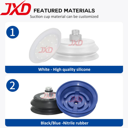 JXD Vacuum Suction Cup for Industrial Manipulator: VASB-30-1/8, Silicone Suction Nozzle VAS-15-1/8, Metal Fitting Suction Cup