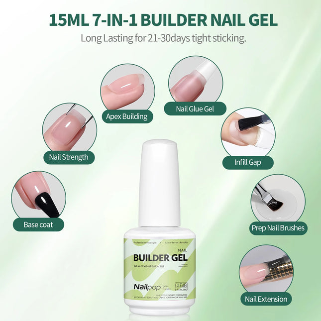 Nailpop Professional Multi-Functional Nail Building Gel For Fast Extension Nail Apex False Nail Tips Strengthener 250/15ml