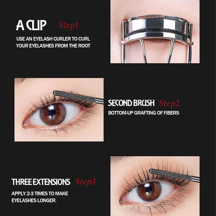 Metal Iron Lashes Mascara Waterproof Silk Fiber Mascara Black Long Curling Eyelash Extensions Non-clumping Eyes Makeup Cosmetics