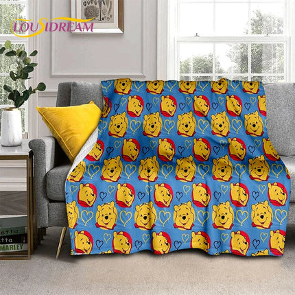 Cute Winnie Pooh Bear Cartoon Soft Flannel Blanket for Bed Bedroom Sofa Picnic,Throw Blanket for Outdoors Leisure Gift Kid Cover