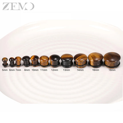 ZEMO 2pcs/lot Natural Stone Ear Plugs and Tunnels Unisex Punk Large Gauges Single Flare Flesh Stretcher Expander Piercings 4-18MM