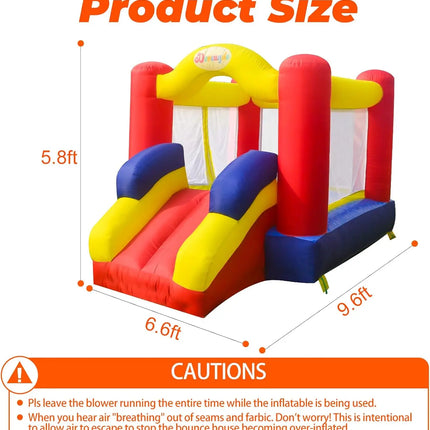 Outdoor Bounce House with Slide Inflatable Bouncer Backyard Playground Sets with Blower, Dart Target Game for Kids 6.6x9.6x5.8ft
