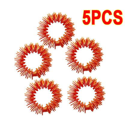 5PCS Stainless Steel Finger Massage Acupressure Ring Stress Relief Anxiety Teens Adults Stress Finger Toys For Adult Kids SBAMQ2