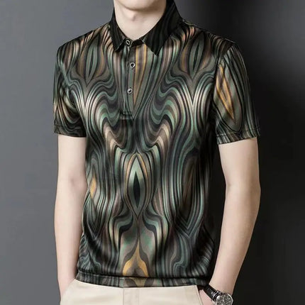 Spring Summer New Fashion Flip Neck Tees Casual Versatile Western Clothing Loose Popularity Simple Commuting Men's Polo Shirts