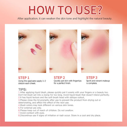 Beauty Liquid Blush Lipstick Blush Eyes Cheek Blusher Waterproof Mositure Face Contour Shadow Liquid Lip Gloss Plump Makeup
