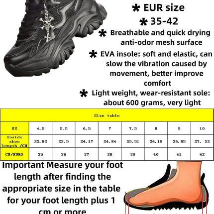 Women's outdoor four seasons fashion casual shoes Black platform high heels women's Halloween punk style light women's sneakers
