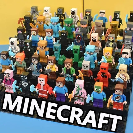 8pcs/lot Minecrafte Creeper Small Building Blocks EnderDragon DIY Steve Cube Skeleton Horse Figures Mini Building Block For Kids