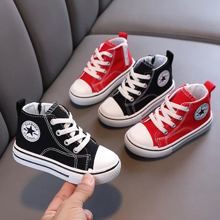 Chaussures en toile mi-montantes pour enfants Chaussures pour enfants décontractées confortables à semelle souple pour garçons et filles Chaussures de planche antidérapantes et respirantes