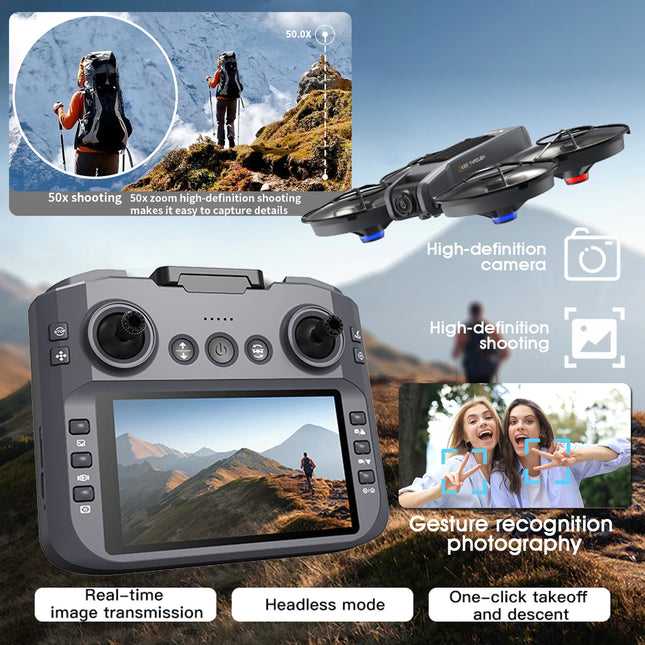 4.5-Inch Screen Remote Control Or Remote Control Without Screen | Drone With Dual Cameras | Brushless Motor, 40-Min Flight, Foldable Quadcopter, Optical Flow Positioning, Wind Resistanc