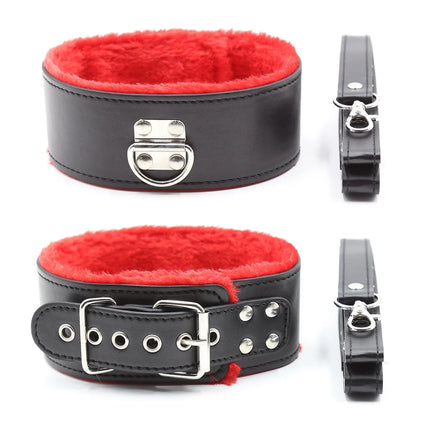 Bdsm Collar Leather And Leash Plush Bondage Sex Necklace Fluffy SM Toys Restraints Sex Toys For Women Couples Adults Games