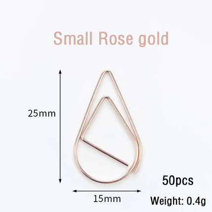 30/50pcs Paper Clip Mini Heart Gold Rose Gold Color Clip Bookmark Binder Office Accessories Paper Binder Clips Patchwork Clip