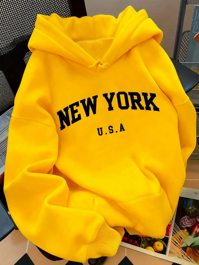 Hooded Sweat for Women Casual Cut NEW YORK USA Lettering Sweater Sweat Casual Fashion HipHop Sweat Harajuku Unisex