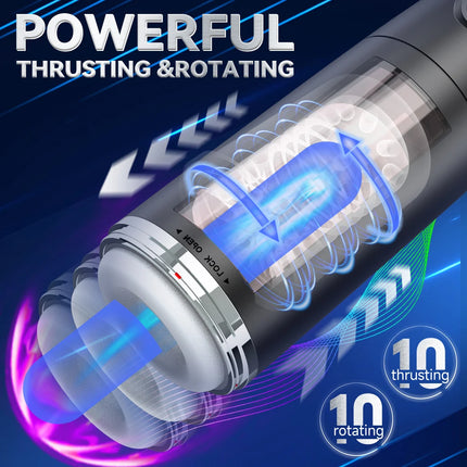 APP Male Masturbation Cup Auto Rotating Belt 10 Push Rotating Hands Free Electric Penis Pump Vision Sex Toy Male Sex Machine 18+