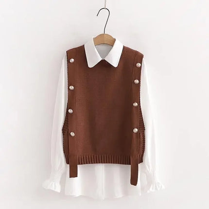 New Fashionable Preppy Style Women's Shirt Underwear Vest Autumn Winter Versatile Student Clothing Outside Matching