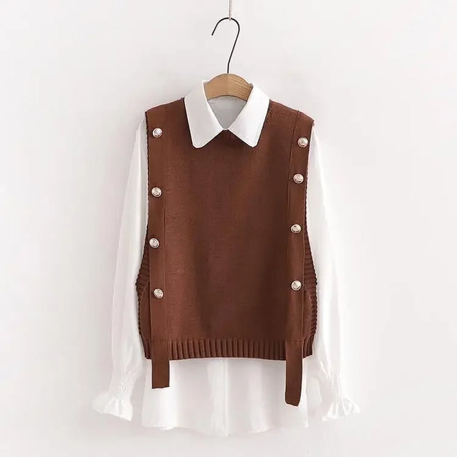New Fashionable Preppy Style Women's Shirt Underwear Vest Autumn Winter Versatile Student Clothing Outside Matching