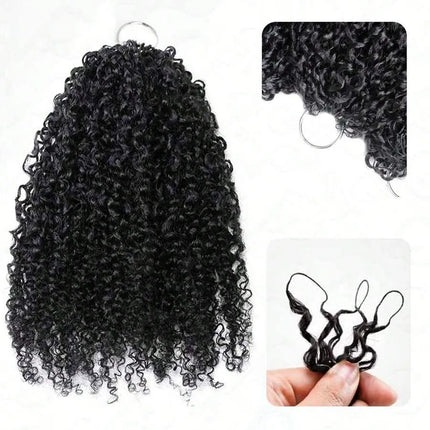 Crochet Human Hair Kinky Curly 120G Knotless Pre-Separated Curly Hair Lightweight Reusable Virgin Hair Extensions Natural Black