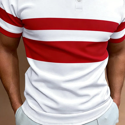 Simple Two Bars Contrasting Color Design Men's Short-sleeved Fashion Polo Shirt Comfortable Casual Men's Top Quick Dry