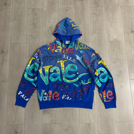 Streetwear Shinning Diamond Zipper Terry Hooded Hoodie for Men Oversized Graffiti Flame Cardigan Rhinestone Sweatshirt Jacket