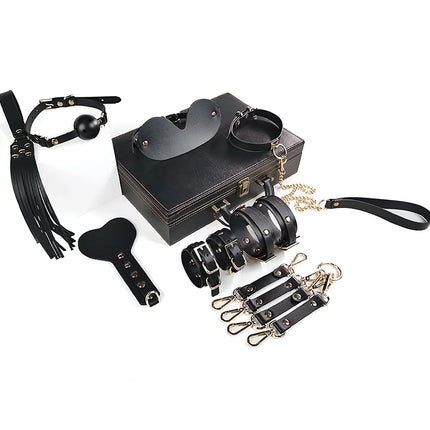 BDSM Erotic Restraint Toy Box Set 9-Piece Bondage Kit  Couples Blindfold Spanking Slave Roleplay Sex Game Portable Props