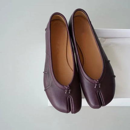 Fashion Soft Leather Split Toe Women Tabi Ballet Flats Spring Autumn Comfortable Walking Lazy Loafers Casual Girls Dance Shoes