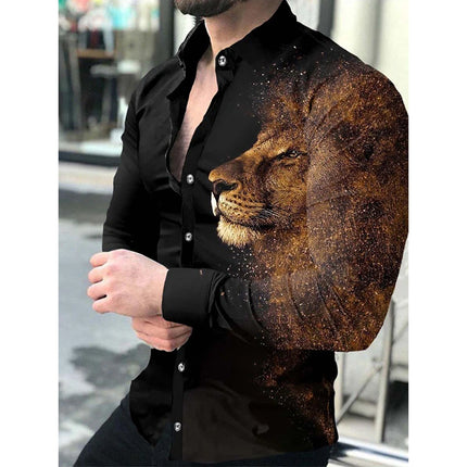 2024 Men's  Long Sleeve Shirt Casual All-match Fashion Street Men's Shirt Lapel Single-breasted Long Sleeve Top Men's Clothing