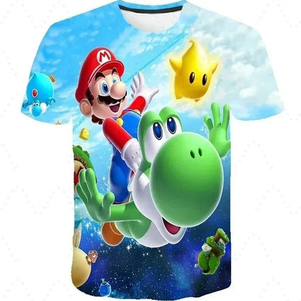 2026 Summer New Anime Super Mario T Shirt Sports Speed Drying Fashion Casual T-Shirt Boy Girl Unisex Children's Clothing Tees