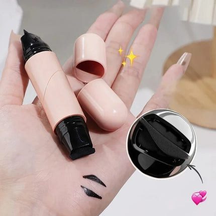 1Pc Rotate Eyeliner Stamp Integrated Dual-Tip DIY Eyeliner Wing Stencil Waterproof Smudge-Proof Longwear Liquid Pens Black Brown