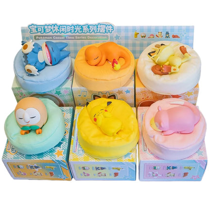 Pokemon Anime Action Figures Leisure Time Series Sleeping Position Ornament Pikachu Meowth Rowlet Model Toys Birthday Gift