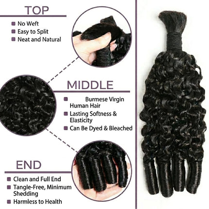 Human Hair Bulk Boho Braids Burmese Curly Bundles Human Hair Bulks For Bohemian Knotless Braiding Virgin Crochet Hair Extensions