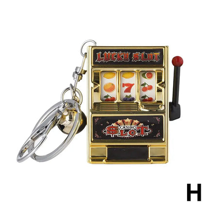 Creative Playable Mini Fruit Machine Keychain Lottery Machine Game Keychain Pendant Simulation Toy Key Gift Accessories