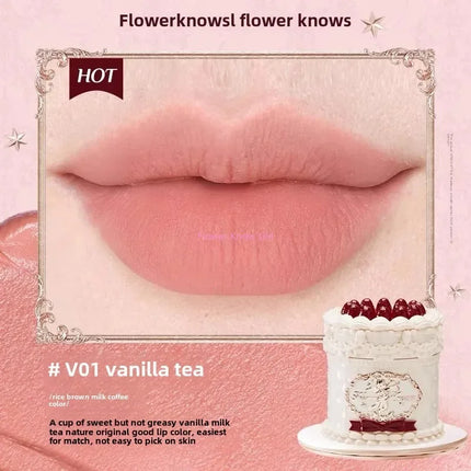 Flower Knows Strawberry Cupid Cake Lip Mud Mist Matte Velvet Lip Cream Lip Makeup 5ml