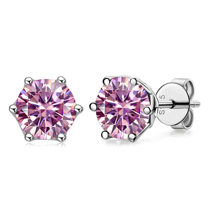 JoyceJelly 1/2/4CT VVS D Color Moissanite Russian Cut 8H8A Lab Diamond Stud Earrings For Women S925 Sterling Silver Fine Jewelry