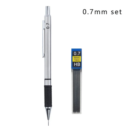 Metal Mechanical Pencil Set with Pencil Grip, Leads Art Drawing Student Office Supplies 0.5/0.7/0.9/2.0mm Automatic Pencil