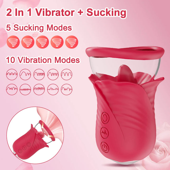 Rose Sucking Licking Vibrator Sex Toys Lick Clitoral for Women Suction Nipple Vagina Stimulator Orgasm Blowjob Female Adult Toys