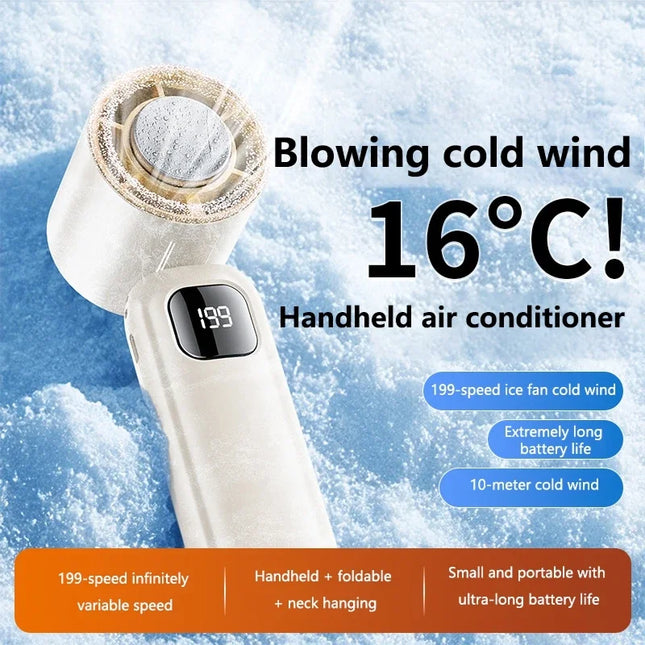Lenovo Semiconductor 199 Speed Continuously Variable Fan Digital Display Handheld Desktop Dual-Purpose Foldable Neck Hanging Fan