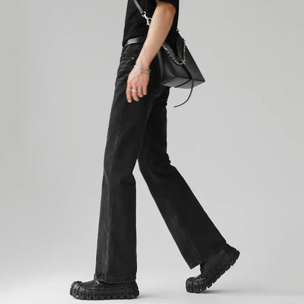 New Hot Sale Men Bootcut Jeans Daily Casual Baggy Straight Leg Denim Pants Trend Male Classic Simplicity Black Blue Trousers