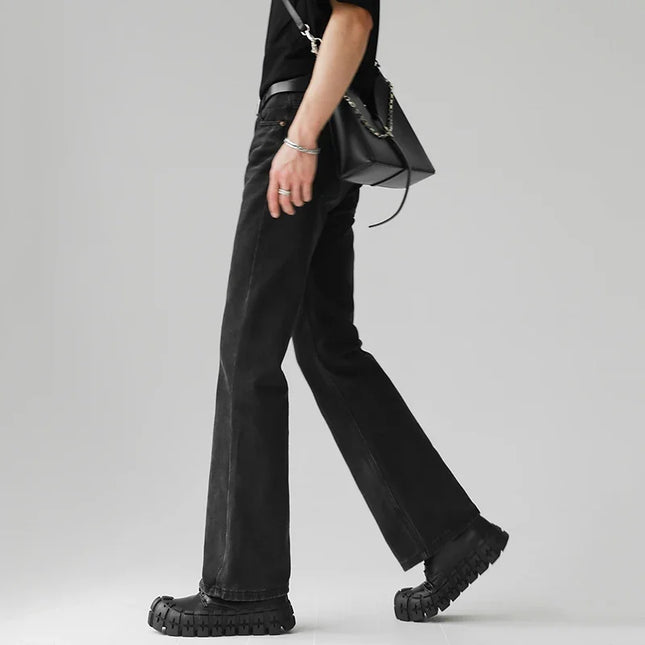 New Hot Sale Men Bootcut Jeans Daily Casual Baggy Straight Leg Denim Pants Trend Male Classic Simplicity Black Blue Trousers
