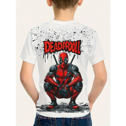 MARVEL Deadpool Boys Girls Graphic T-Shirt 3D Cartoon Print Summer Casual Short Sleeve Tee Kids Superhero T shirt