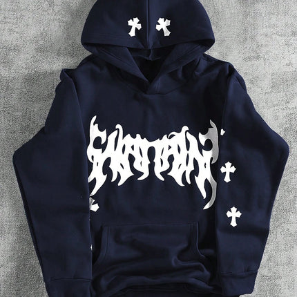 Creative Crossprinting Unisex Hoodies Thicken Breathable Top Y2K Style Loose Sportswear Comfortable Casual Woman Clothing