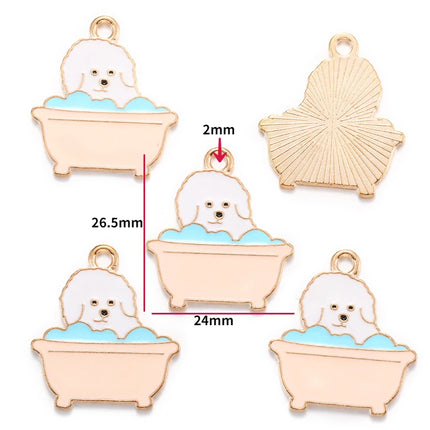 10pcs Enamel Dog Charm for Jewelry Making Supplies Corgi Earring Animal Pendant Bracelet Necklace Accessories Diy Finding W405