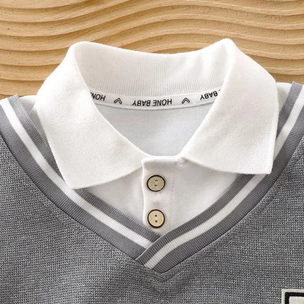 Boys Polo Shirts 2024 Autumn Winter Tops for Kids School Uniform Teenager Blouse Long Sleeve Children T-shirts Baby Tees Clothes