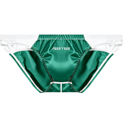 Men's Underwear Sexy Low Waist Triangle Briefs Satin Silky Comfortable Breathable Thin Underpanties